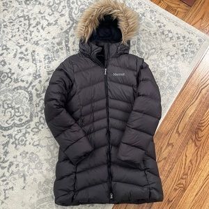 Marmot womens black coat with fur